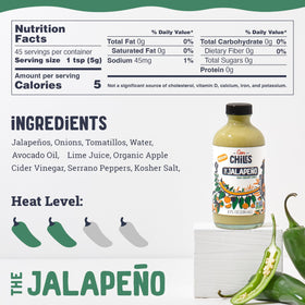 Cien Chiles The Jalapeño bottle pour highlights smooth heat for versatile dishes.