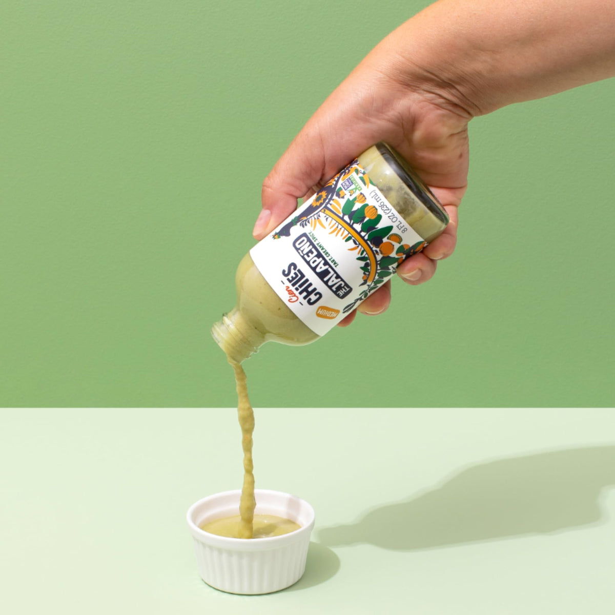 Cien Chiles The Jalapeño dipping sauce plate invites bold flavor with clean ingredients.