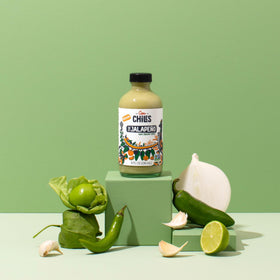 Cien Chiles The Jalapeño ingredients close-up showcasing Non-GMO, gluten-free simplicity.