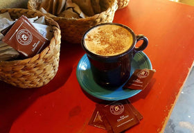 Close-up of Cinn-Credible packaging showing veteran-owned branding and sachets