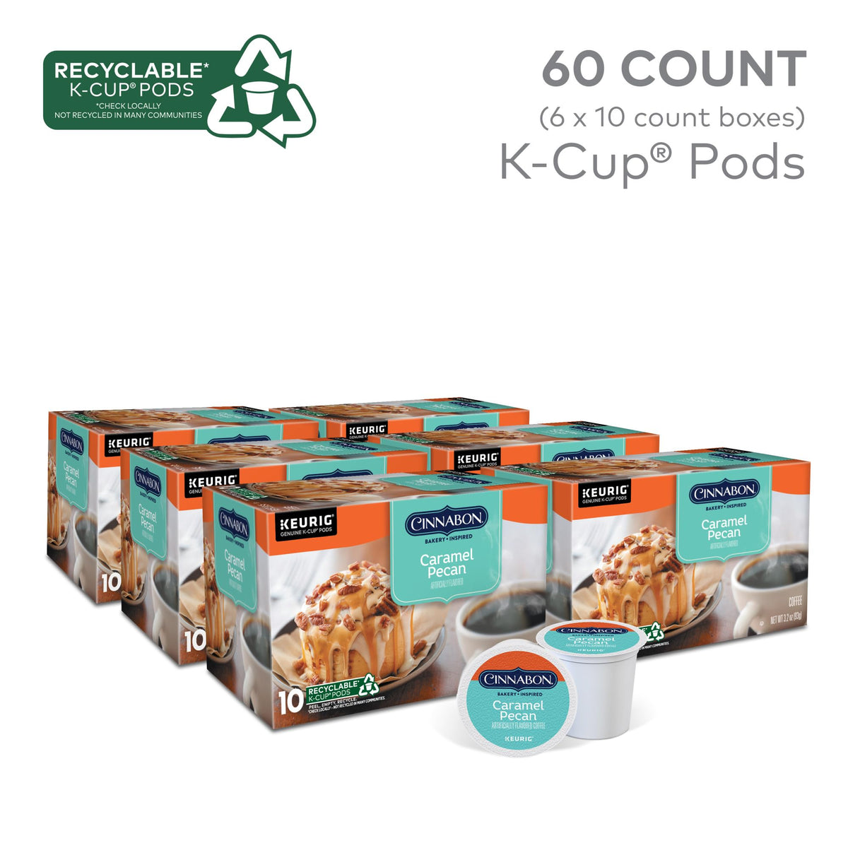 CINNABON Caramel Pecan K-Cup pod ready for Keurig brewing