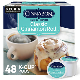 CINNABON Classic Cinnamon Roll K-Cups box front for quick mornings.