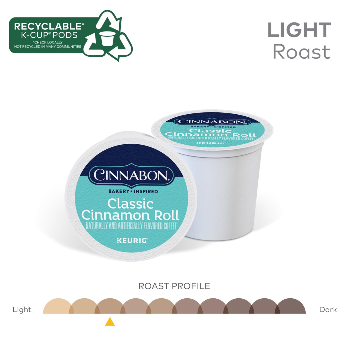CINNABON frosting swirl on a pod hints at dessert-inspired aroma.