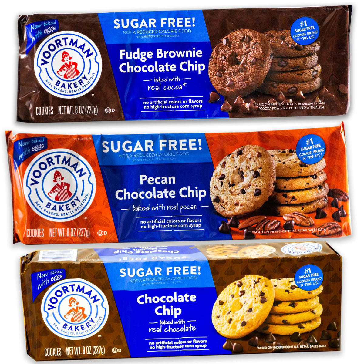 Voortman sugar-free cookies variety pack with chocolate chip, perfect for on-the-go snacking