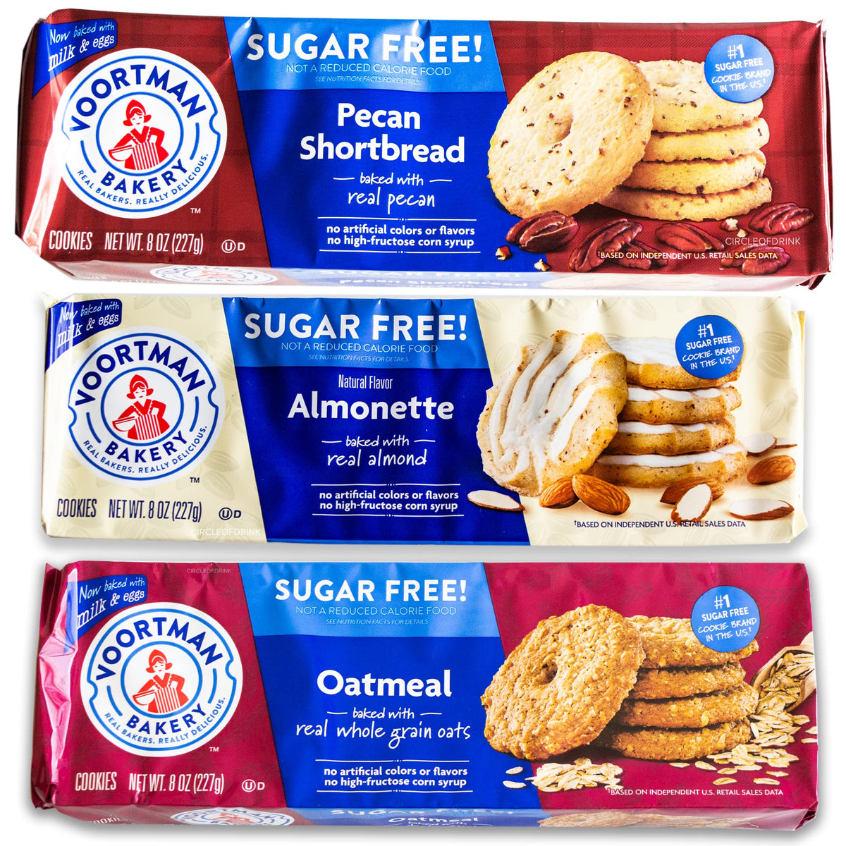Circle of Drink Voortman Sugar Free Variety Pack front view for quick snacking.