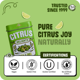 Pack of 12 tins keeps candies fresh and crush-free.