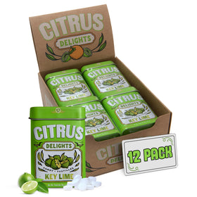 Citrus Delights key lime candy tin, bright packaging, travel-ready.