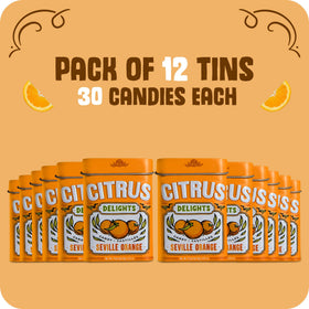 Citrus Delights ingredients label showing natural citrus flavor and cane sugar