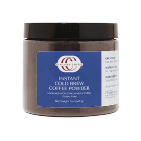 Civilized Coffee instant cold brew powder in a jar for quick, anytime brew