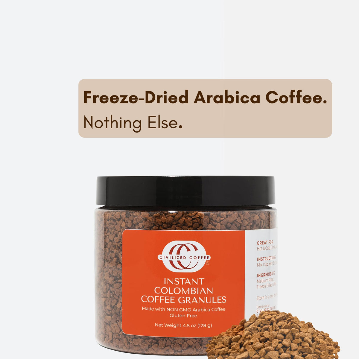 Non-GMO gluten-free kosher Civilized Coffee labeling and certifications