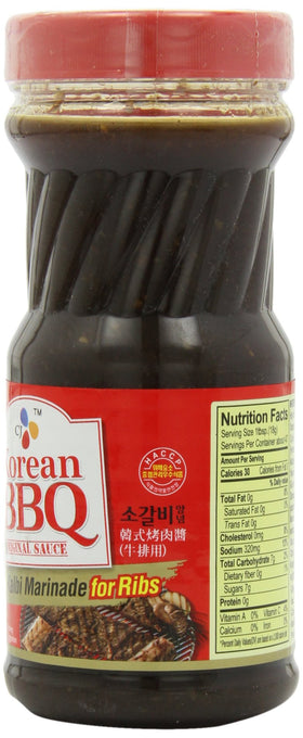 CJ Korean BBQ Sauce Bulgogi label close-up shows natural fruit sweetness