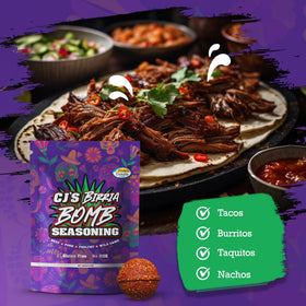 CJ's All Terrain gluten-free label on birria seasoning package