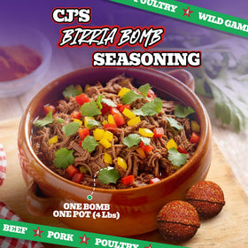 CJ's All Terrain Birria Bombs two bombs serving size shown for easy planning