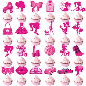 CL Cooper Life hot pink girl cupcake toppers brighten cupcakes for festive celebrations.