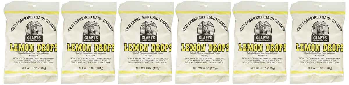Claey's Lemon Drop hard candy six-pack packaging, ideal for sharing at gatherings