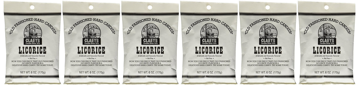 Claeys Licorice old-fashioned hard candy in a six-ounce bag for nostalgic snacking