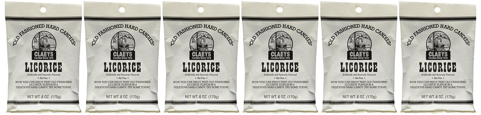 Claeys Licorice old-fashioned hard candy in a six-ounce bag for nostalgic snacking