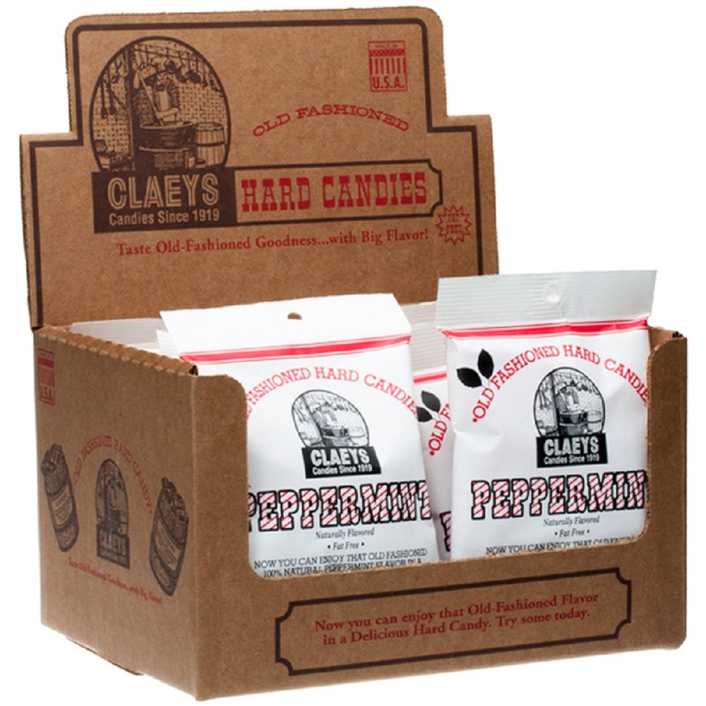 Claey's peppermint candy close-up highlighting crisp texture and refreshing flavor.