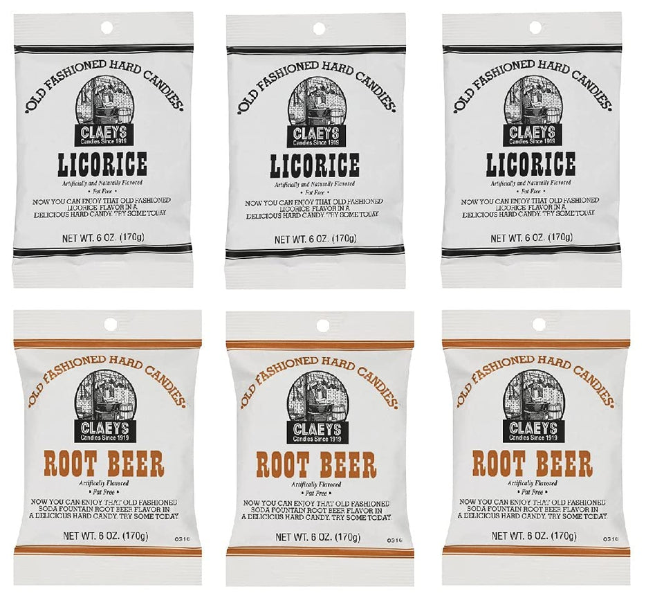 Claeys Old Fashioned Licorice hard candy close-up, premium texture for nostalgic snacking