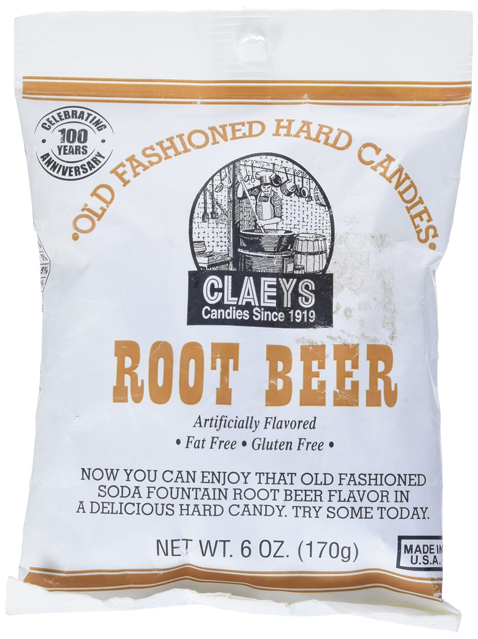Claey's Root Beer Drops in a 6oz bag for on-the-go snacking.