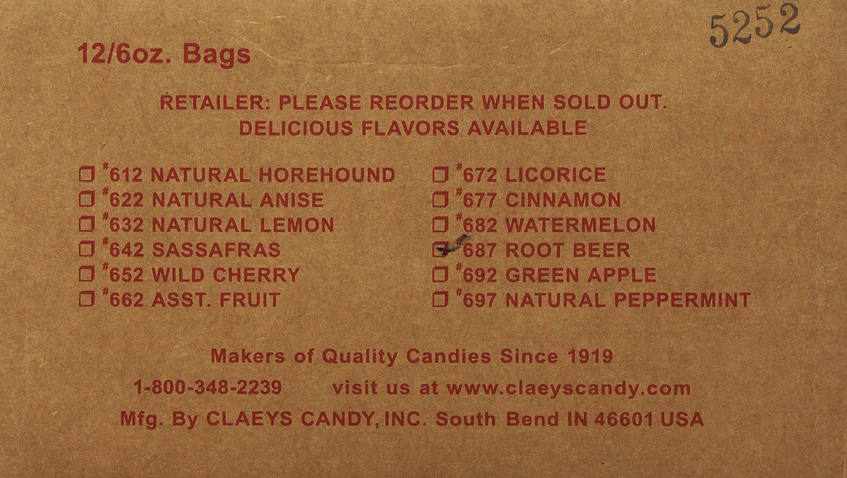 Claey's Root Beer Drops on a shelf, nostalgic treat ready.