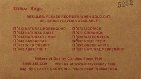 Claey's Root Beer Drops on a shelf, nostalgic treat ready.