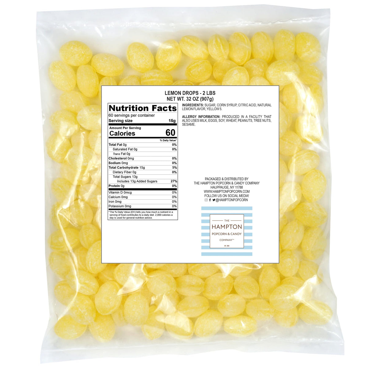 Close-up of Claeys Sanded Lemon Drops with sugar crystals and lemon flavor