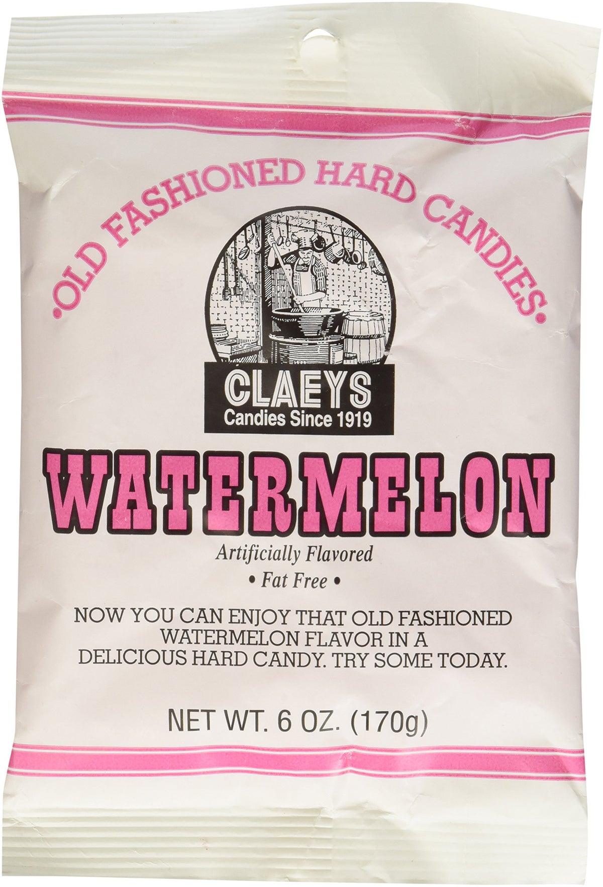 Claeys Watermelon hard candies in six-pack 6oz, ready for sharing.