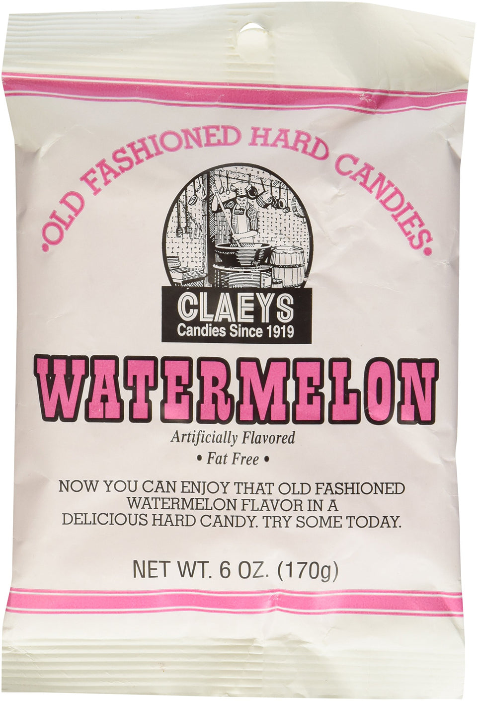 Claeys Watermelon hard candies in six-pack 6oz, ready for sharing.