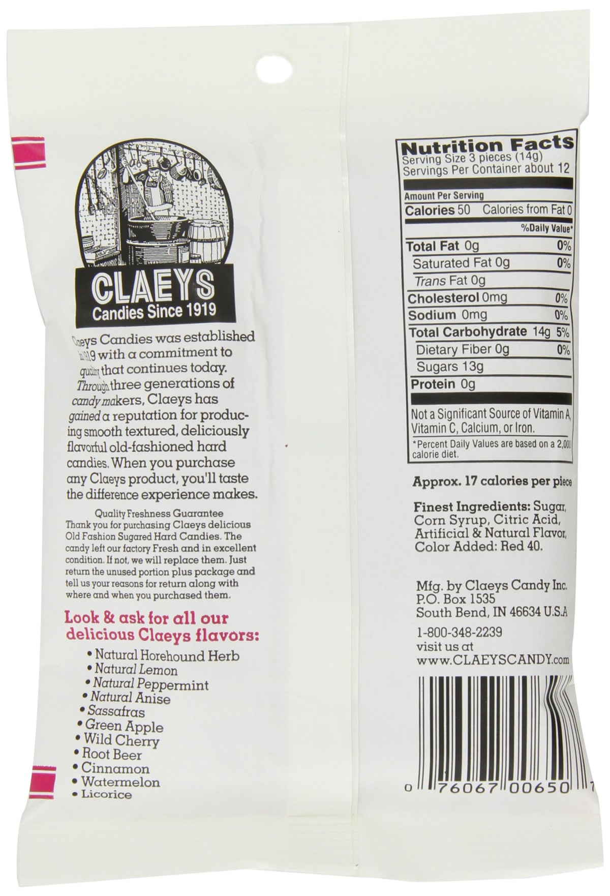 Claey's Wild Cherry Drops pack back, 12-pack display and convenient for sharing