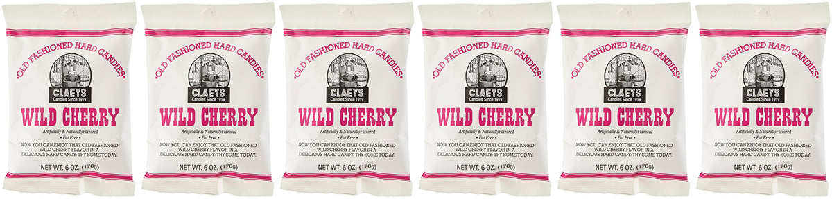 Claey's wild cherry hard candy 6-pack on display, ideal for gifting or sharing.