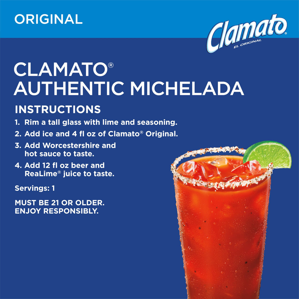 Clamato Original Michelada setup with glass and lime