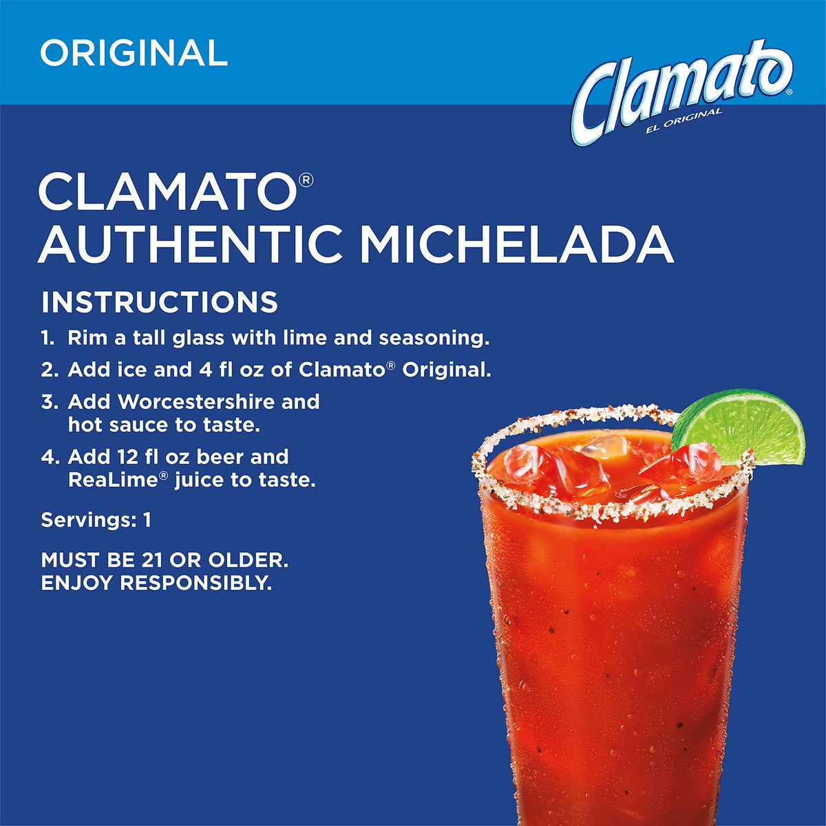 Clamato Original with shrimp dish for extra savory brightness.