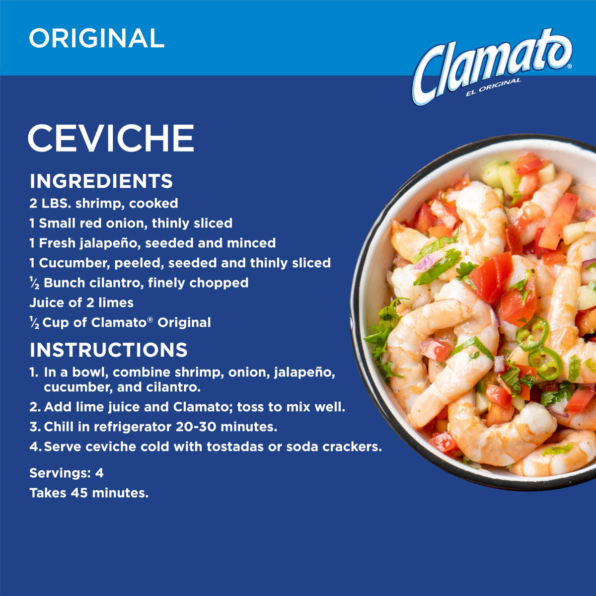 Close-up of Clamato Original tomato juice and spices