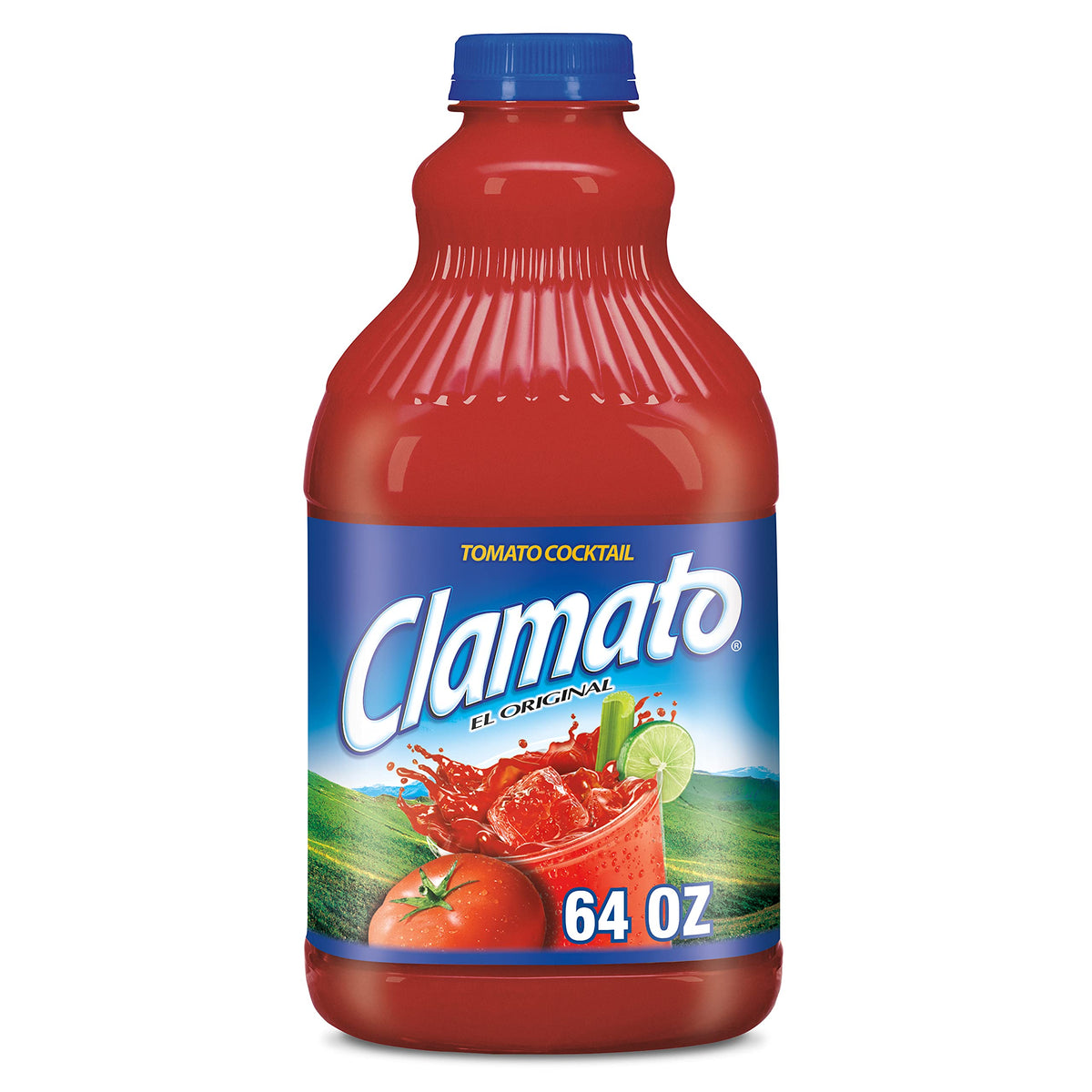 Clamato Original tomato cocktail bottle ready to pour as a versatile drink base.