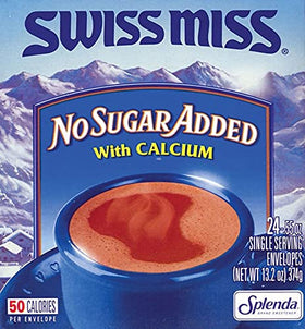 Ingredients close-up showing no artificial colors or preservatives in Swiss Miss.