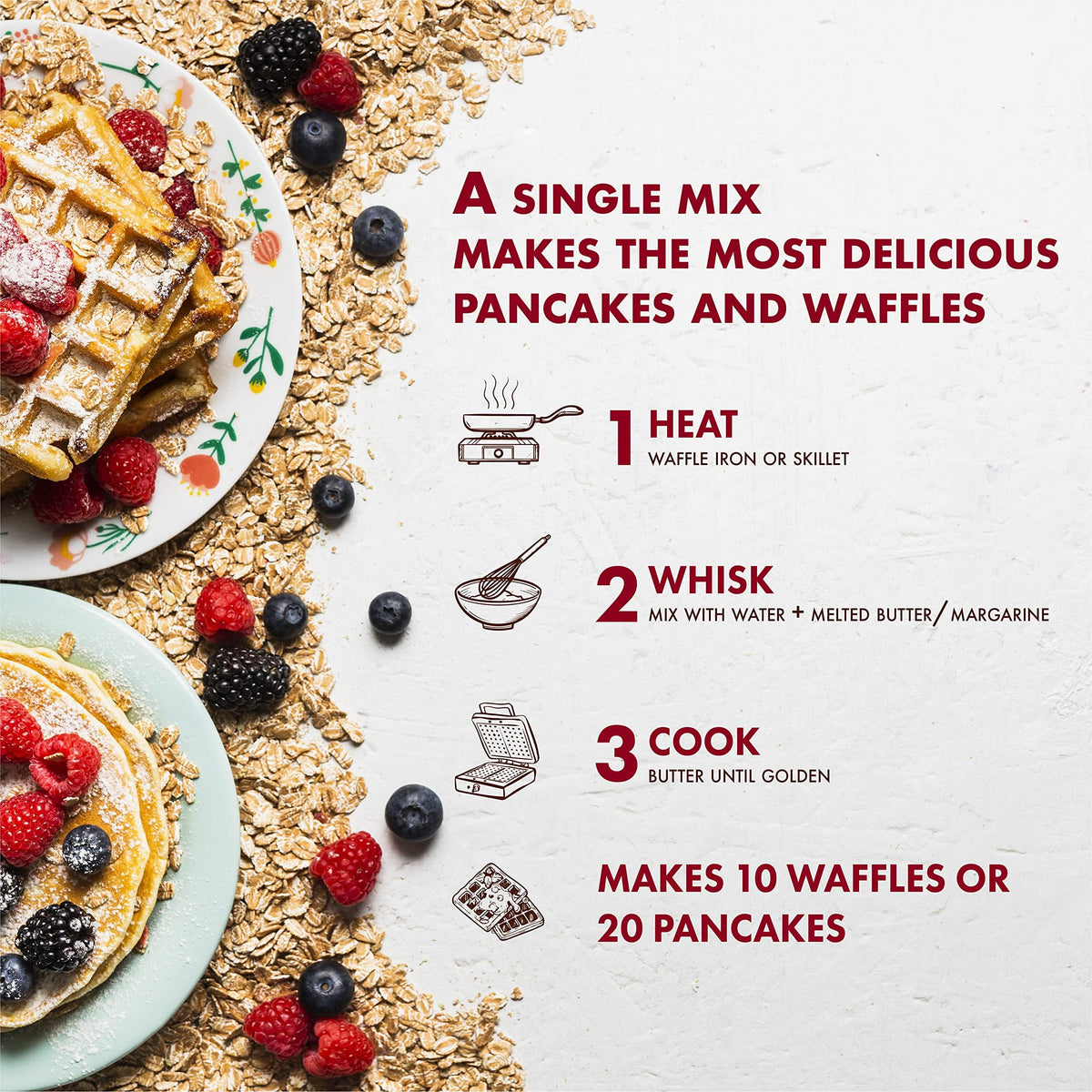 Pouring Classique Fare batter into a waffle maker for quick crisp waffles
