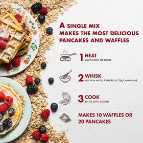 Pouring Classique Fare batter into a waffle maker for quick crisp waffles