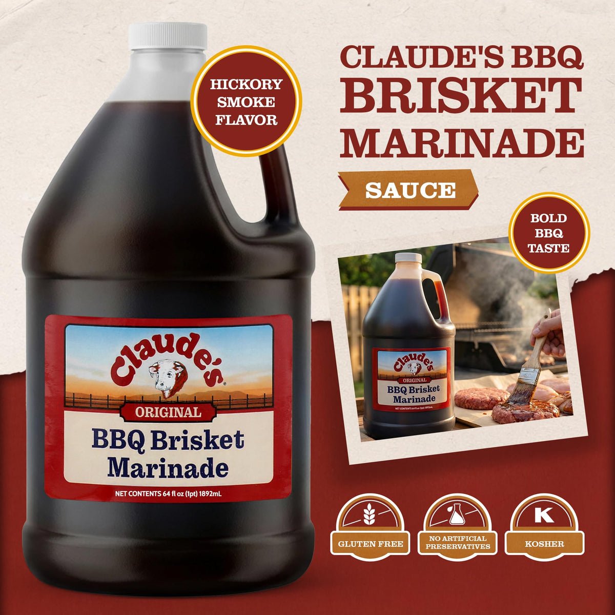Pouring Claude's brisket marinade; smoky aroma enhances prep
