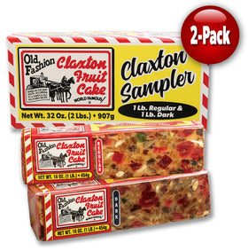 Claxton Fruit Cake made-in-usa label, baked in Claxton, Georgia.