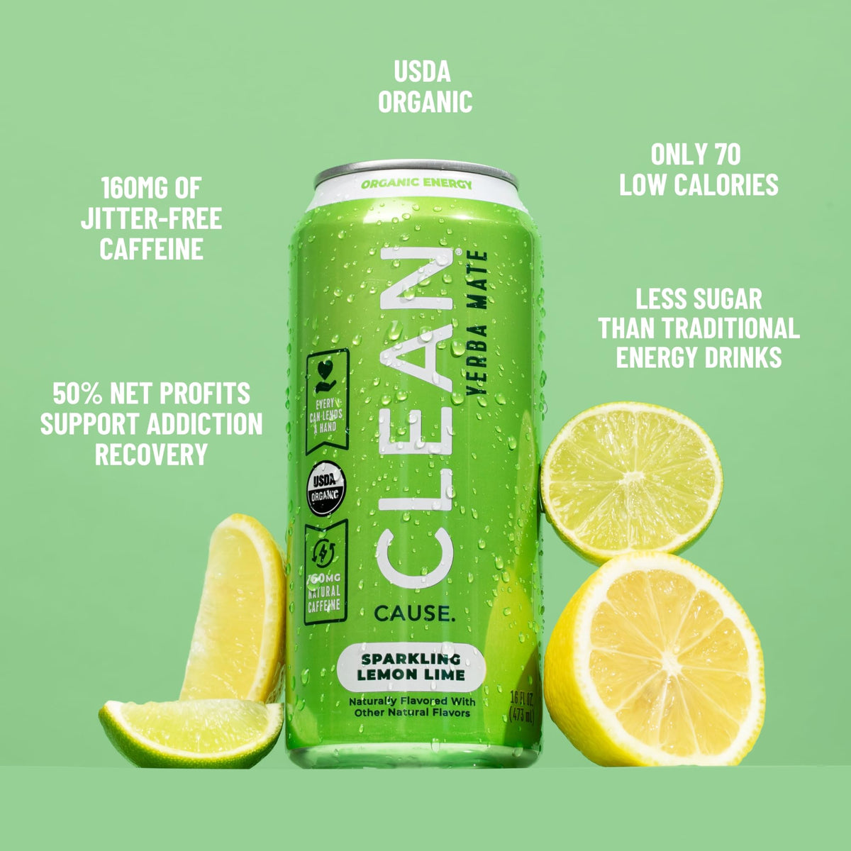 Clean Cause low-calorie yerba mate offers a light energy lift.