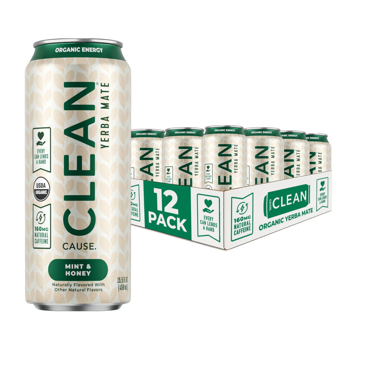 CLEAN CAUSE Mint and Honey Yerba Mate can for a refreshing caffeine boost on the go.