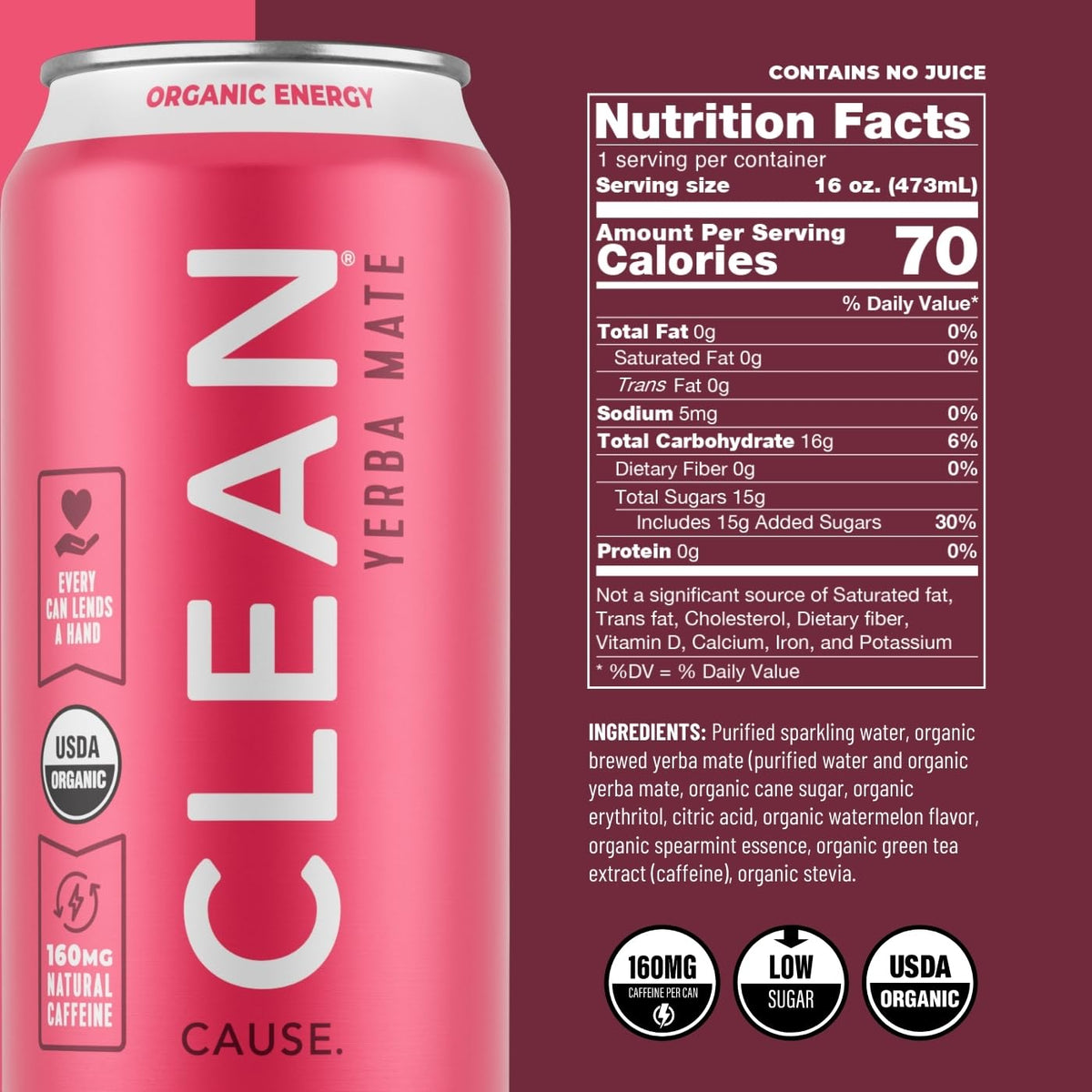Clean Cause Organic Yerba Mate can delivers jitter-free caffeine for focus.