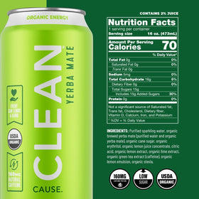 Clean Cause plant-based energy drink alternative to traditional soda.