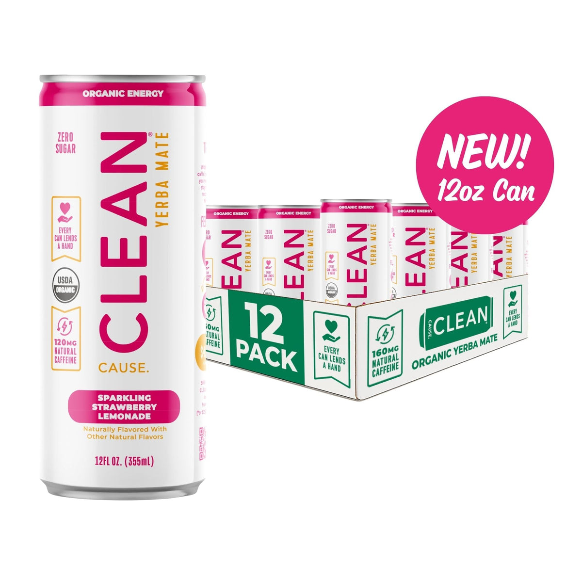Clean Cause Sparkling Yerba Mate can ready for a crisp, jitter-free pick-me-up.