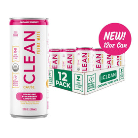 Clean Cause Sparkling Yerba Mate can ready for a crisp, jitter-free pick-me-up.