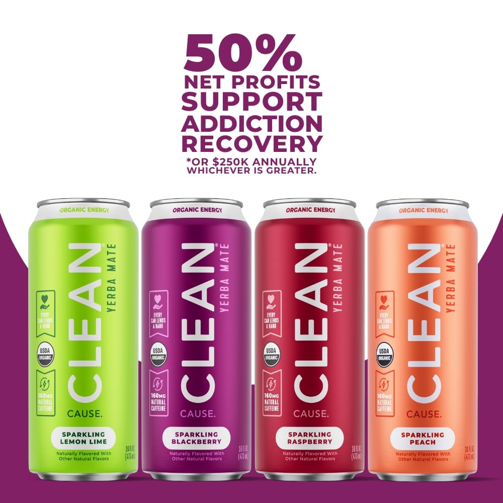 Clean Cause USDA Organic label on yerba mate cans signals high-quality ingredients.
