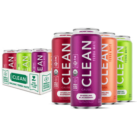 Clean Cause yerba mate sparkling cans in a variety pack for a refreshing boost.