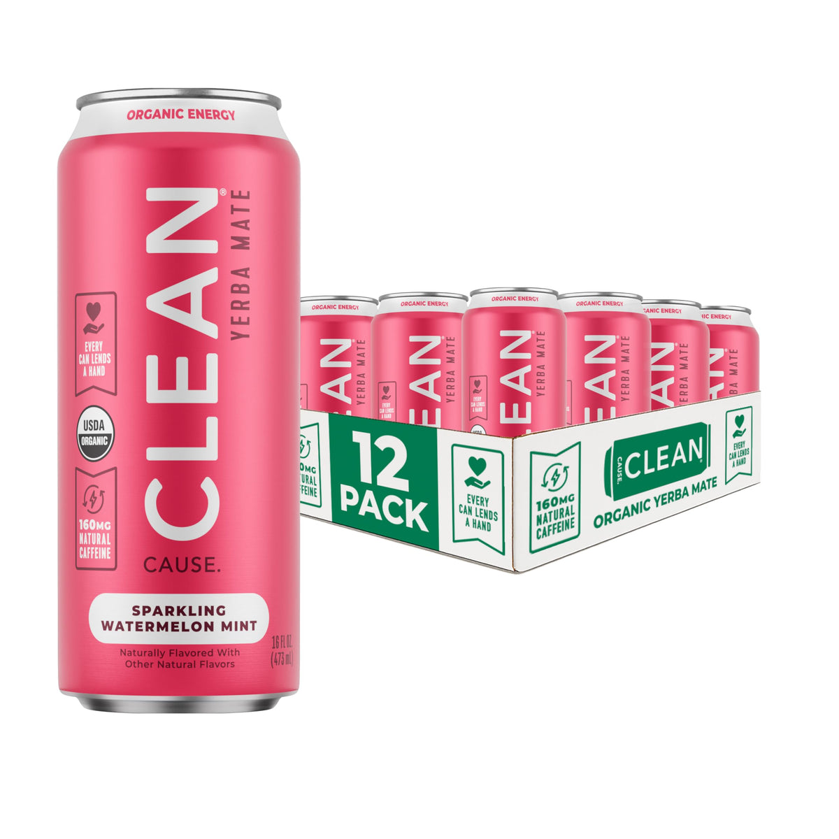 Clean Cause Watermelon Mint Sparkling Yerba Mate can energizes your afternoon.
