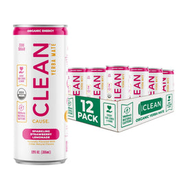 Clean Cause Zero Sugar Strawberry Lemonade can with vibrant label for a refreshing energy lift.